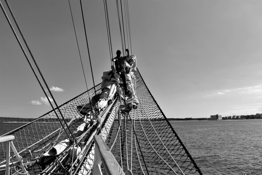 On the bowsprit